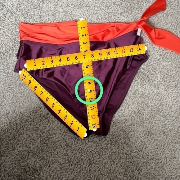 Zimmermann Purple Color blocked Bikini Bottom High Cut & High Waist 10-12 Lycra - Picture 2 of 9